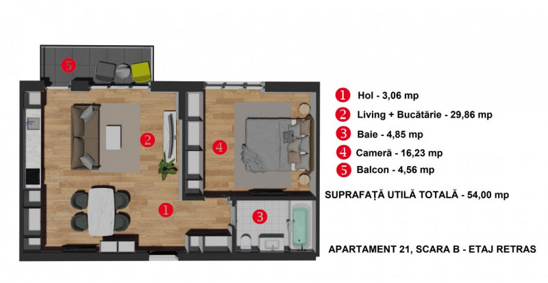Comision 0! Apartament 2 cam finisat,54 mp+balcon,zona VIVO str Razoare
