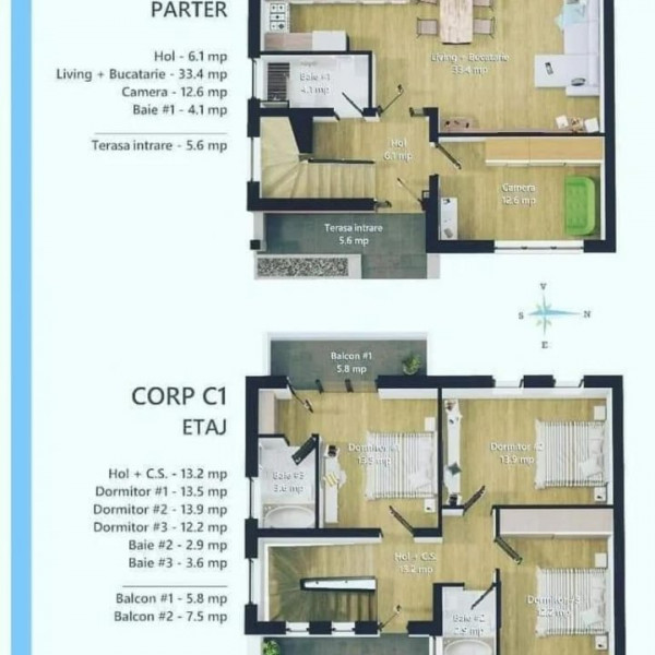 COMISION 0! Casa tip duplex si teren 450 mp,in Floresti,zona Avram Iancu