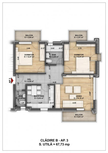 Apartament 3 cam LUX cart Manastur zona Citadela