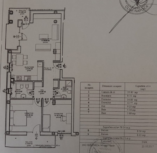 Apartament 3 camere+ parcare de vanzare,finisat in  Borhanci