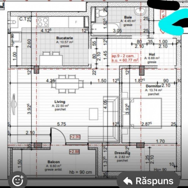 Ap 2 camere+parcare,finisat ,Floresti, zona Terra