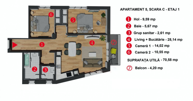 Comision 0! Apartament 3 camere bloc nou str Razoare zona Vivo